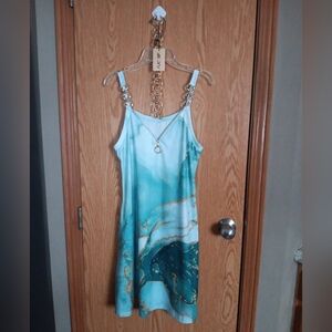 Ladies Boho Midi Sundress Sz. S With Optional Matching Gold Belt